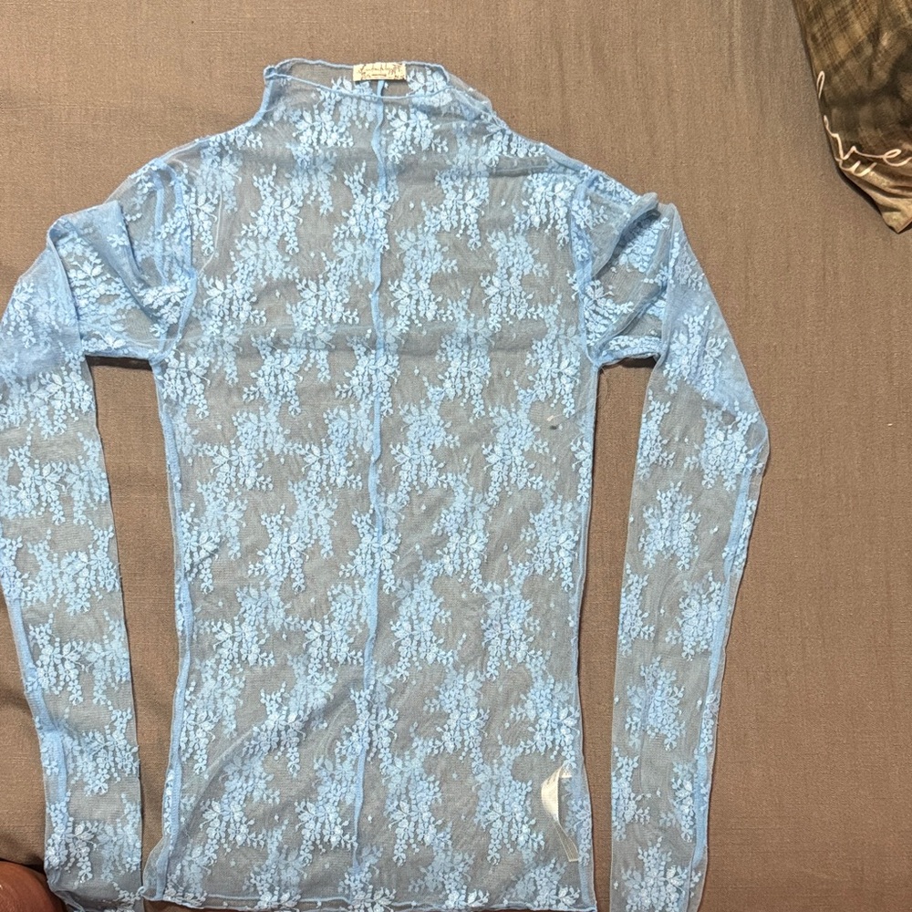 Intimately, free people  Sheer Blue Floral Long Sleeve Top